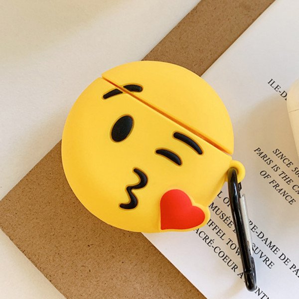 Wholesale Cute Design Cartoon Silicone Cover Skin for Airpod (1 / 2) Charging Case (Emoji Kiss)